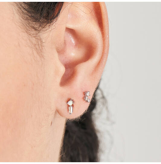  Ear Edit - Oorstekers - Zilver / Gerodineerd - Opaal